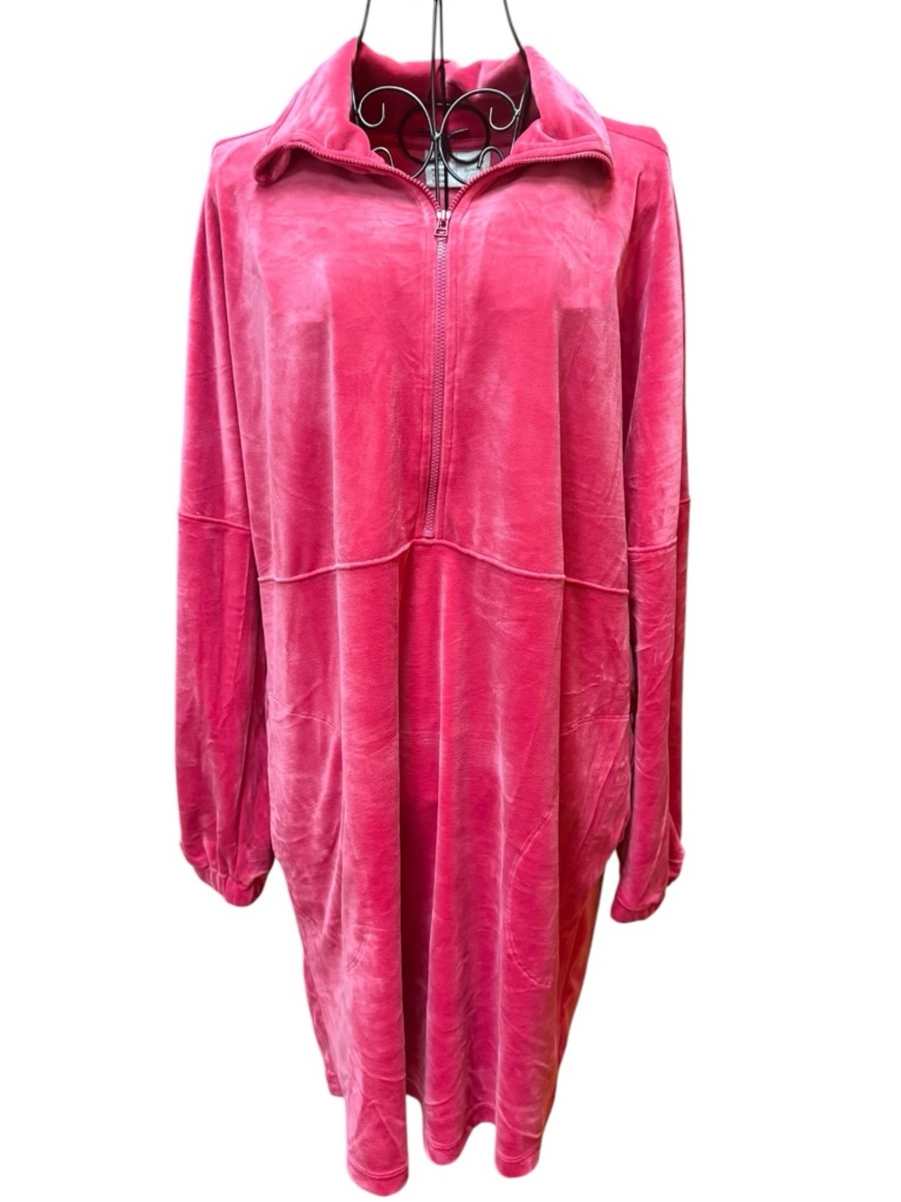 Anthropologie Saturday Sunday Pink Velour Quarter-Zip Jacket Pockets